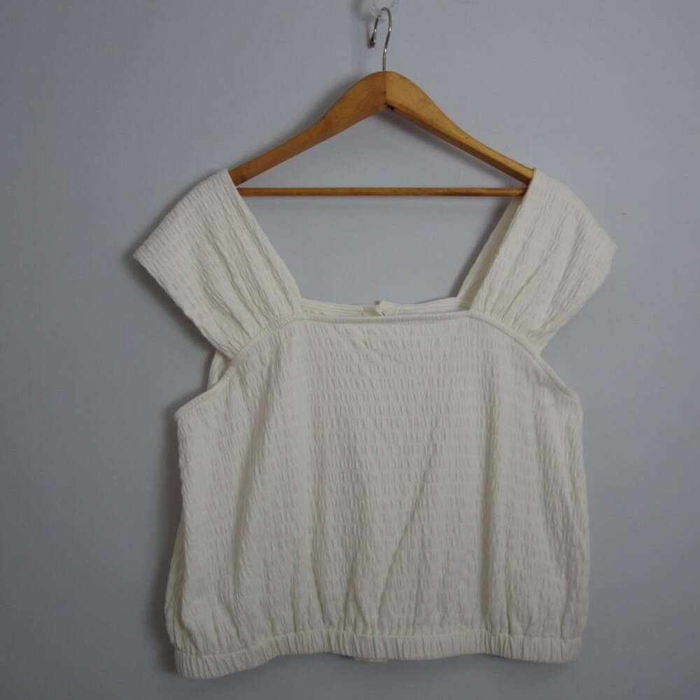 New Madewell Womens XL Ivory Top Cotton Crinkle Knit Button Front Blouse ND803 - Picture 4 of 10